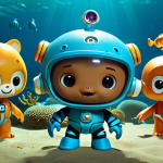 **

Octonauts team (Captain Barnacles, Kwazii, Peso, etc.) discovering a new, unique sea creature with amazing abilities in the deep ocean. Focus on the Octonauts' expressions of wonder and the unusual features of the creature.

**